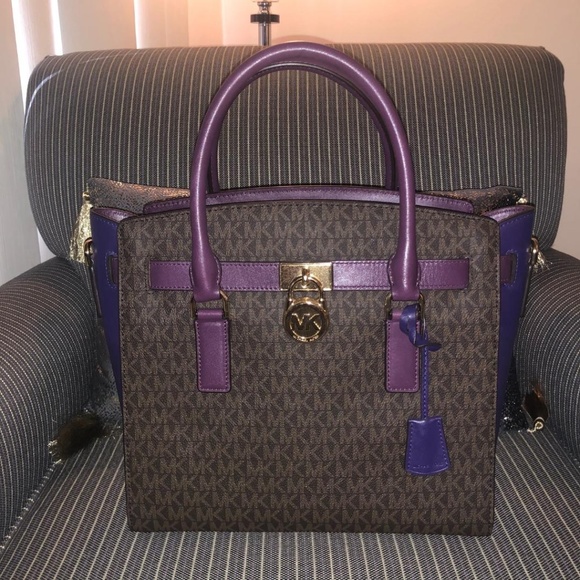 Michael Kors Handbags - Michael Kors Hamilton Tote - Brown/Iris/Indigo NWT